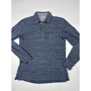 Faherty Striped Pullover Shirt Mens S Blue Organic Cotton Long Sleeve